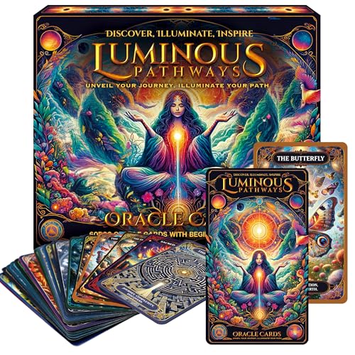 SOL 60 Stück Luminous Pathways Orakelkarten Deck und Leitfaden für Anfänger: Unveil Your Journey Illuminate Your Path Oracle Cards Deck Spiritual Orakel Deck Meditation, Anleitung, Klarheit & von SOL