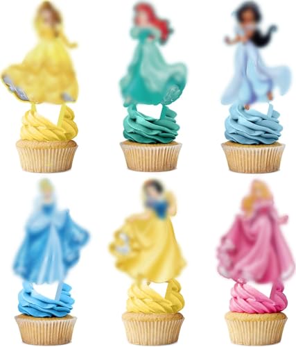 24 Stück Cupcake Toppers Mädchen,Cupcake geburtstag deko,Kuchen Topper Mädchen,Muffins Deko Mädchen,für Tortendekoration Kinder von SOLPURE