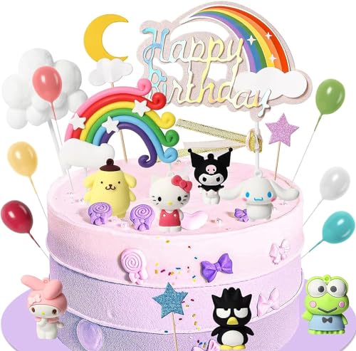 Tortendeko geburtstag mehrfarbig,cartoon figuren cake decoration,happy birthday kuchendekoration,sterne mond torte topper deko,cute geburtstagsdeko topper,für Kinder Geburtstag Decoration(A) von SOLPURE