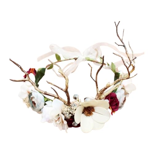 Geweih Haarreif Künstliche Blumen Zweige: Kopfschmuck mit Beleuchtung Baumzweige Haarband Halloween Weihnachten Kostüm Zubehör Karneval Fasching Party Cosplay Foto Requisiten verkleidung waldfee von SOLUSTRE