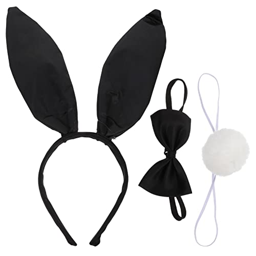 Kaninchen Ohren mit niedlichen, Kaninchen Ohren mit Haaren mit Ostern Halloween Weihnachten Party Accessoires Schwarz hase kostüm kinder von SOLUSTRE