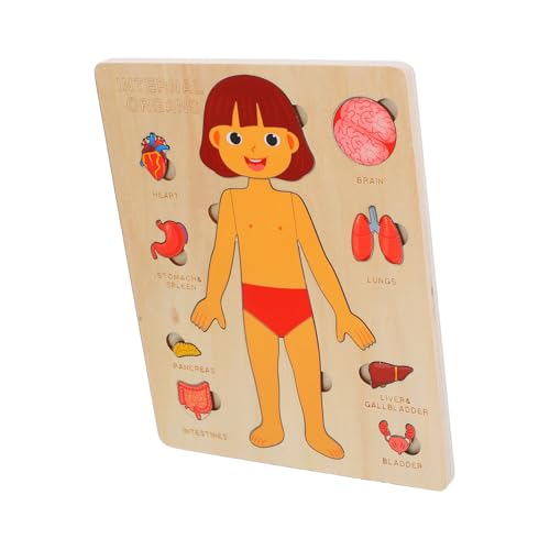 SOLUSTRE 1 Satz Cartoon My Body Puzzle Für Kinder Holz Puzzle Für Den Menschlichen Körper Spielzeug Körperteile Puzzle Passendes Brettspielzeug Englisch Mädchen von SOLUSTRE