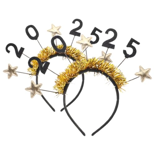 SOLUSTRE 2 Stück Neujahrsparty-Kopfbedeckungen 2025 Glitzerstern-Stirnband Ideal Für Weihnachts- Und Silvesterfeiern von SOLUSTRE