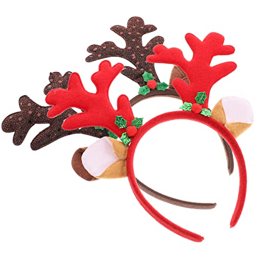 SOLUSTRE 2 Stück Weihnachtsfeier Kopfschmuck Geweih Haarglocke Verzierte Stirnbänder Cosplay Kopfbedeckung weihnachten stirnband von SOLUSTRE