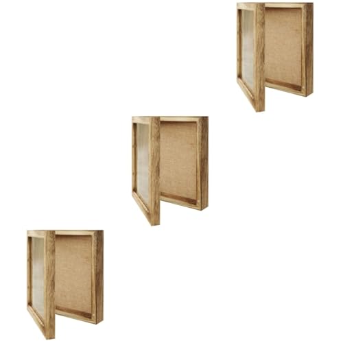 SOLUSTRE 3Er-Box draußen Probenvitrine Künstliche Hängepflanzen Shadow Box gefälschte Pflanze schutzbox aufbewahrungsdose decoration ziernieten Blumenpresse Rahmen Medaillenvitrine Leinen- von SOLUSTRE