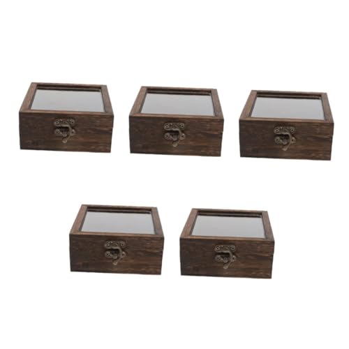 SOLUSTRE 5Er-Box Kästchen mit Insektenproben Shadowbox-Bilderrahmen Holzvitrine Probenanzeige Pin Vitrine Schattenboxen zum Selbermachen Schattenboxen Vitrinen Rock-Vitrine Light Brown von SOLUSTRE