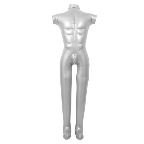 SOLUSTRE Kleiderpuppe Mannequin Puppe Aufblasbare Schaufensterpuppe Schlag Die Schaufensterpuppenkopf Aufblasbares Kostüm Schaufensterpuppe Ganzkörper Mannequin-körper Showregal Silver Pvc von SOLUSTRE