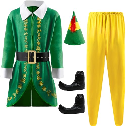 SOMOYA Elfenkostüm für Herren, Grüne Elfe, Halloween, Cosplay, Kostüm, Erwachsene, Herren, Weihnachtskostüme, Weihnachts-Set, Outfits (Grün, Größe M) von SOMOYA