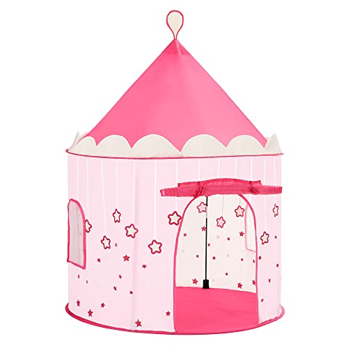 SONGMICS Spielzelt, Prinzessinnenschloss für Mädchen, Kleinkinder, Spielhaus für innen und außen, Pop-UP Indianerzelt Tipi mit Tragetasche, Geschenk für Kinder, pink LPT01PK von SONGMICS