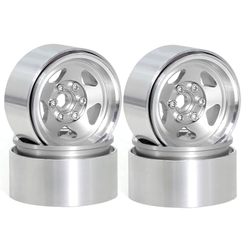 4 stücke 2,2 Zoll Aluminium Legierung Beadlock Felge Hub Anzug for 1:10 RC Crawler for Axial SCX10 SCX10 II TRX4 RC4WD D90(4pcs Silvery) von SONHWNGE