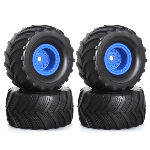 4 stücke 52mm 1,0 "Monster Truck Felge Reifen Set for 1/18 TRX4M 1/24 for FMS FCX24 for axial SCX24 AX24 RC Crawler Auto Upgrade Teile(Blauw) von SONHWNGE