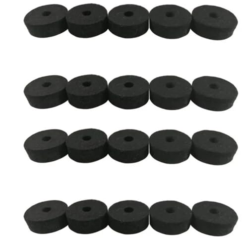 SONHWNGE 20Pcs Becken Filz Unterlegscheibe for Filze Crash Becken Kupplung Filz Trommel Teile Set Grau/Schwarz Musical Instrument Teile Zubehör(Zwart) von SONHWNGE