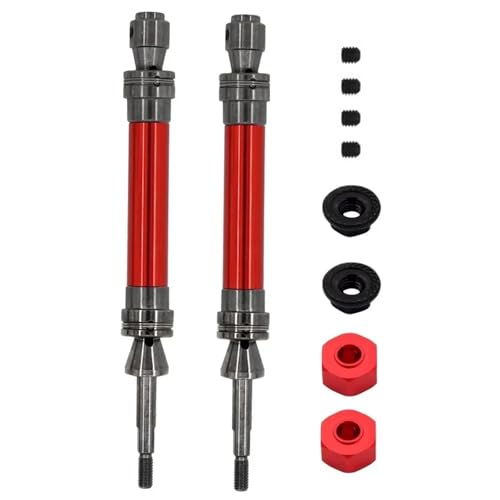 SONHWNGE 2Pcs Stahl Hinten Antriebswelle Antriebswelle CVD 6852R for 1/10 Slash 2WD VXL 4X4 Hoss Stampede RC Auto Upgrade Teile(Rood) von SONHWNGE