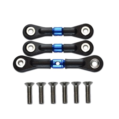 SONHWNGE 3 Stück Lenkgestänge Servostange for Tam-iya TT-02 TT-02T TT02 TT02T 1/10 RC Auto Upgrade Teile Zubehör(Blauw) von SONHWNGE