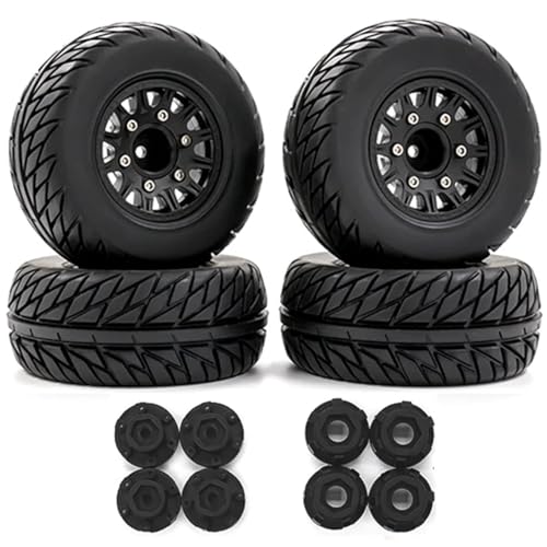 SONHWNGE 4 Stück 110 mm 1/8 1/10 Short Course Truck Reifen mit 12 mm 14 mm 17 mm Radsechskant for TRAX-XAS for ARR-MA for Vkar SCTX10 for HPI RC Car(Zwart) von SONHWNGE