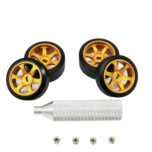 SONHWNGE 4 Teile/Satz 20mm 6-Speichen Felgen & Drift Racing Reifen for 1/28 for Wltoys K969 K989 P929 for Mini-Z for AWD RC Auto Upgrade Teile(Gold Dirft) von SONHWNGE