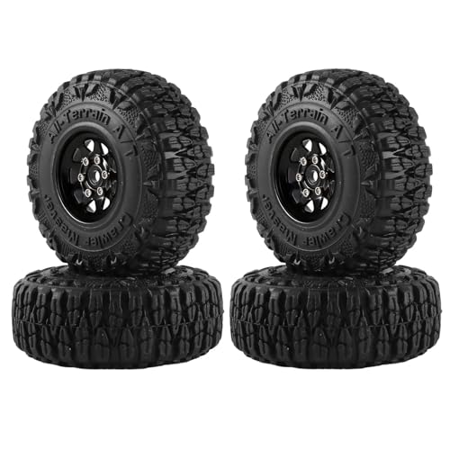 SONHWNGE 4 stücke Metall 1,0 "Beadlock Deep Dish Rad Reifen Set for 1/18 1/24 RC Crawler Auto Axial SCX24 AX24 TRX4M FMS FCX24 Teile(Zwart) von SONHWNGE