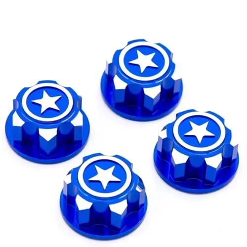 SONHWNGE 4PCS RC Auto Aluminium 17mm Sechskant-Radmuttern Staubdicht Anti-Rutsch-Rutsch 1/8 for TRAX-XAS X-Maxx for Summit for E-Revo Buggy RC Truck(Blauw) von SONHWNGE