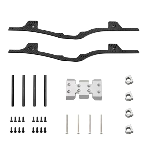 SONHWNGE LCG Kohlefaser-Chassis-Kit, Rahmenschiene, Unterfahrschutz, Karosseriepfosten for Axial SCX10 I II III for Capra 1/10 RC Crawler Car, Upgrade-Teile(Silver) von SONHWNGE