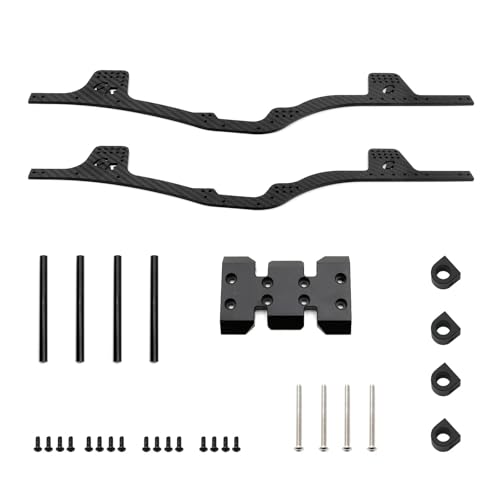 SONHWNGE LCG Kohlefaser-Chassis-Kit, Rahmenschiene, Unterfahrschutz, Karosseriepfosten for Axial SCX10 I II III for Capra 1/10 RC Crawler Car, Upgrade-Teile(Zwart) von SONHWNGE