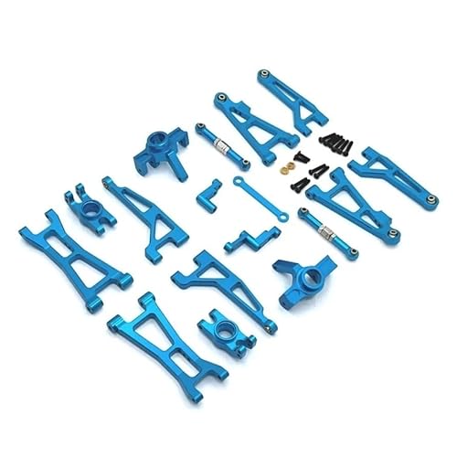 SONHWNGE MJX 16207 16208 16209 16210 Metall-Vorder- und Hinterradaufhängungsarm Lenkbecher-Verbindungsstangen-Set 1/16 RC Car Upgrade Parts Kit(16207 Blue) von SONHWNGE