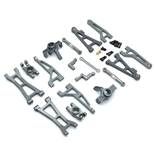 SONHWNGE MJX 16207 16208 16209 16210 Metall-Vorder- und Hinterradaufhängungsarm Lenkbecher-Verbindungsstangen-Set 1/16 RC Car Upgrade Parts Kit(16207 Grey) von SONHWNGE