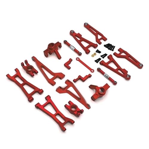 SONHWNGE MJX 16207 16208 16209 16210 Metall-Vorder- und Hinterradaufhängungsarm Lenkbecher-Verbindungsstangen-Set 1/16 RC Car Upgrade Parts Kit(16208 Red) von SONHWNGE