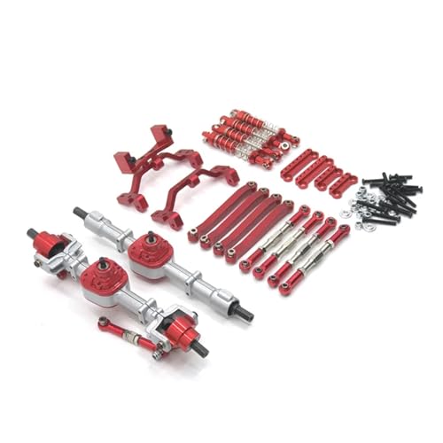 SONHWNGE MN D90 D91 D96 MN98 MN99S MN45 Metall Vorder- und Hinterachse Chassis Link Stange Zugstange Montieren Stoßdämpfer Set RC Auto Upgrade Teile(Red B) von SONHWNGE