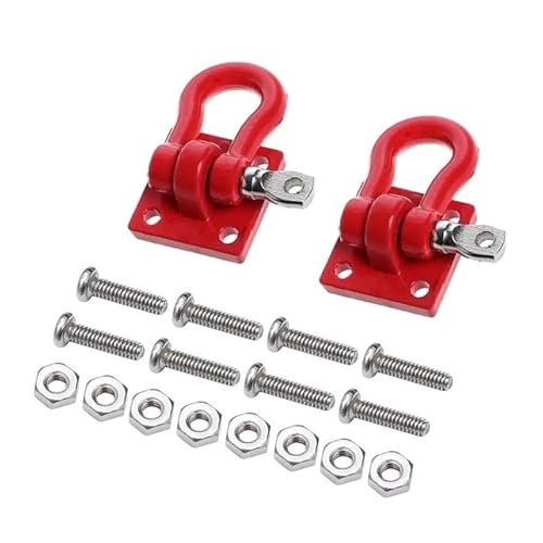 SONHWNGE Metall Anhänger Abschleppen Schnalle Abschlepphaken Klettern Anhänger Schäkel for 1/10 RC Crawler Auto TRX4 Axial SCX10 RC4WD D90 Teile(2pcs Red) von SONHWNGE