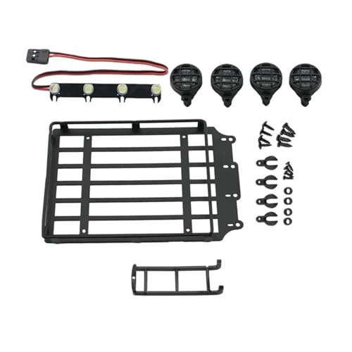 SONHWNGE Metall Gepäckträger Dachträger mit LED-Licht Leiter Dekoration for AX8560 JJRC C8801 1/18 RC Auto Upgrade Teile Zubehör(A) von SONHWNGE