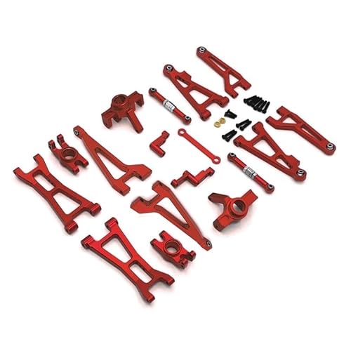 SONHWNGE Metall Suspension Arm Lenkung Cup Set for HBX 16889 16889A 16890 16890A SG1601 SG1602 1/16 RC Auto Upgrade Teile kit(Rood) von SONHWNGE