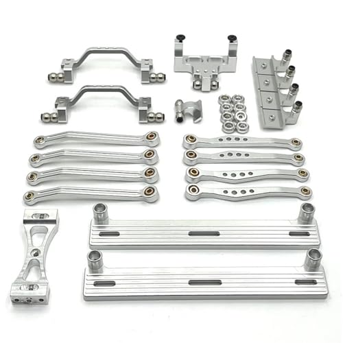 SONHWNGE Metall-Upgrade-Pedal, Zugstange, Aufhängungsrahmen, Ruderbasis-Set for WPL 1/16 C64 RC-Autoteile(Silver) von SONHWNGE