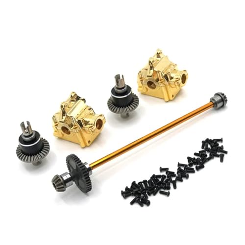 SONHWNGE Upgrade Metall Mitte Antriebswelle Montage Getriebe Differential Kit for WLtoys 1/14 144010 144001 144002 RC Auto Teile(Yellow) von SONHWNGE