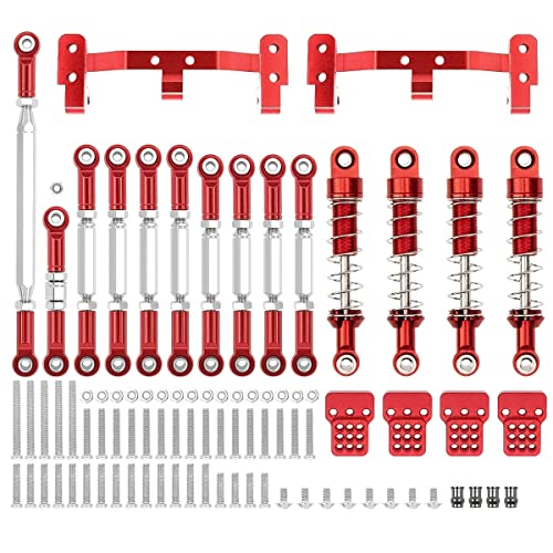 SONHWNGE WPL C14 C24 MN D90 MN99S Metallchassis Verbindungsstange Zugstangenhalterung Stoßdämpfersatz for RC Auto Upgrades Teile Zubehör(MN Black) von SONHWNGE