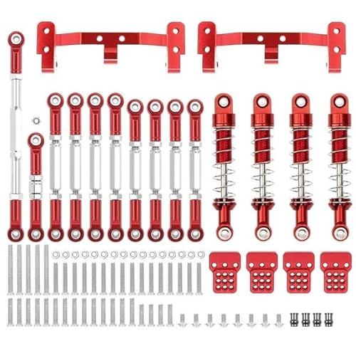 SONHWNGE WPL C14 C24 MN D90 MN99S Metallchassis Verbindungsstange Zugstangenhalterung Stoßdämpfersatz for RC Auto Upgrades Teile Zubehör(WPL Red) von SONHWNGE