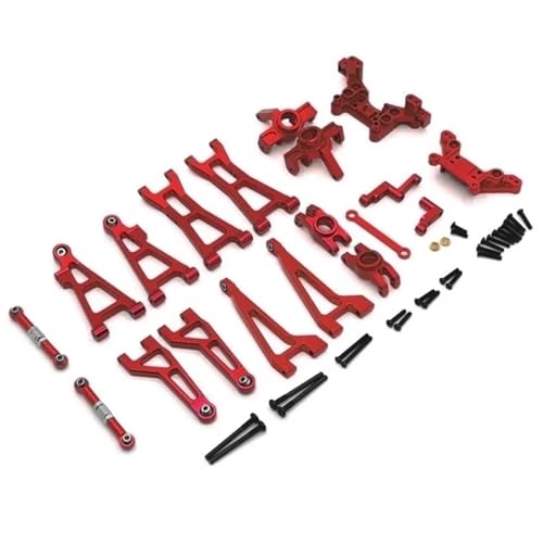 SONHWNGE for HBX 16889 16889A 16890 SG1601 SG1602 Metall Suspension Arm Lenkung Tasse Shock Tower Set 1/16 RC Auto Teile Kit(Rood) von SONHWNGE