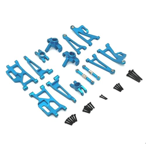 SONHWNGE for MJX 14209 14210 Metall Lenkung Tasse Hub Carrier Oberen Unteren Schaukel Arm Set Link Stange 1/14 RC Auto Upgrade Teile Zubehör(Blauw) von SONHWNGE