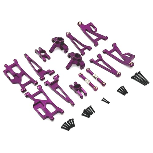 SONHWNGE for MJX 14209 14210 Metall Lenkung Tasse Hub Carrier Oberen Unteren Schaukel Arm Set Link Stange 1/14 RC Auto Upgrade Teile Zubehör(Purple) von SONHWNGE