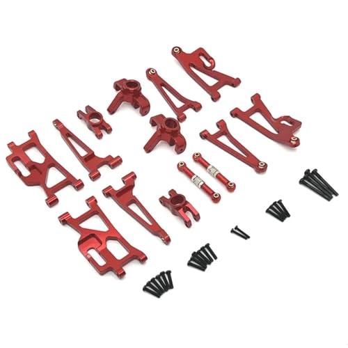 SONHWNGE for MJX 14209 14210 Metall Lenkung Tasse Hub Carrier Oberen Unteren Schaukel Arm Set Link Stange 1/14 RC Auto Upgrade Teile Zubehör(Rood) von SONHWNGE