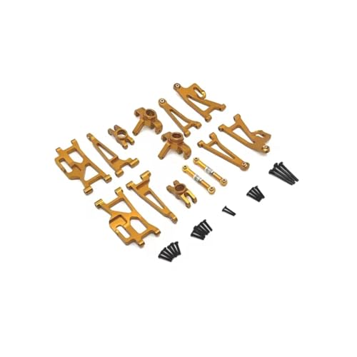 SONHWNGE for MJX 14209 14210 Metall Lenkung Tasse Hub Carrier Oberen Unteren Schaukel Arm Set Link Stange 1/14 RC Auto Upgrade Teile Zubehör(Yellow) von SONHWNGE