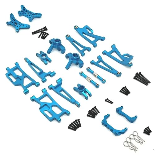 SONHWNGE for MJX 14209 14210 Metall Lenkung Tasse Oberen Unteren Schaukel Arm Set Shock Tower Halterung Körper Post 1/14 RC Auto Upgrade Teile Zubehör(Blauw) von SONHWNGE