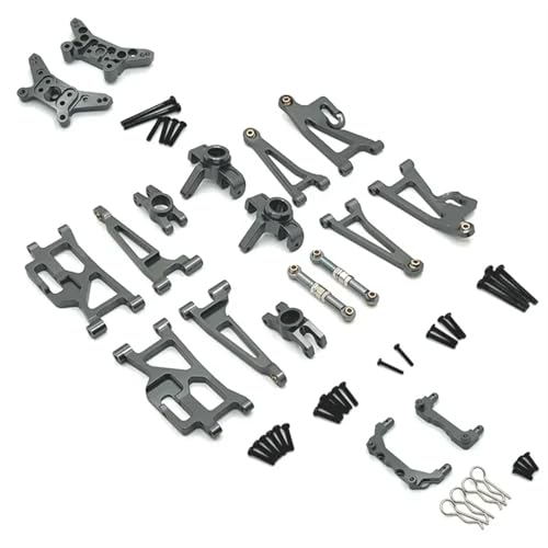 SONHWNGE for MJX 14209 14210 Metall Lenkung Tasse Oberen Unteren Schaukel Arm Set Shock Tower Halterung Körper Post 1/14 RC Auto Upgrade Teile Zubehör(Grey) von SONHWNGE