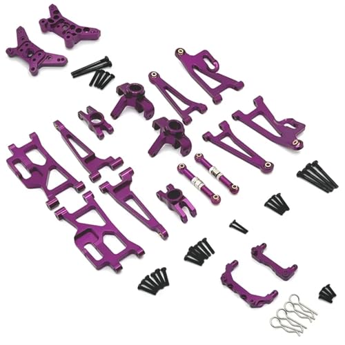 SONHWNGE for MJX 14209 14210 Metall Lenkung Tasse Oberen Unteren Schaukel Arm Set Shock Tower Halterung Körper Post 1/14 RC Auto Upgrade Teile Zubehör(Purple) von SONHWNGE