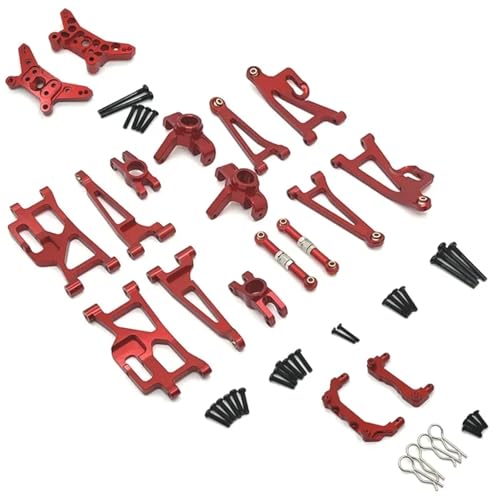 SONHWNGE for MJX 14209 14210 Metall Lenkung Tasse Oberen Unteren Schaukel Arm Set Shock Tower Halterung Körper Post 1/14 RC Auto Upgrade Teile Zubehör(Rood) von SONHWNGE