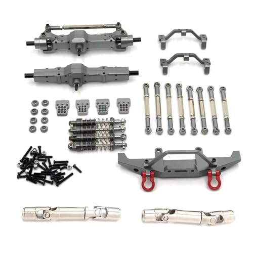 SONHWNGE for WPL C14 C24 C24-1 Metall Vorder- und Hinterachse Chassis Link Stange Zugstange Montieren Stoßdämpfer Set 1/16 RC Auto Upgrade Teile(Grey) von SONHWNGE