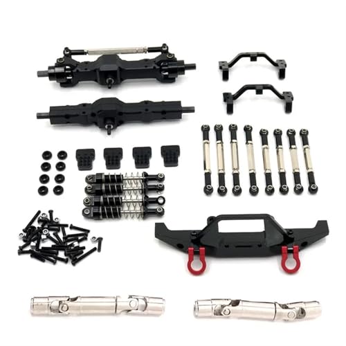 SONHWNGE for WPL C14 C24 C24-1 Metall Vorder- und Hinterachse Chassis Link Stange Zugstange Montieren Stoßdämpfer Set 1/16 RC Auto Upgrade Teile(Zwart) von SONHWNGE