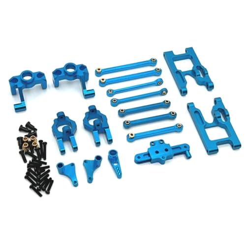 SONHWNGE for Wltoys 124006 12423 12427 12428 12429 Metall Upgrade Teile Kit Lenkung Tasse Lenkung Montage Link Stange 1/12 RC Auto Zubehör(Blauw) von SONHWNGE