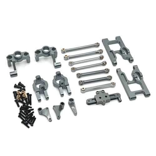 SONHWNGE for Wltoys 124006 12423 12427 12428 12429 Metall Upgrade Teile Kit Lenkung Tasse Lenkung Montage Link Stange 1/12 RC Auto Zubehör(Grey) von SONHWNGE