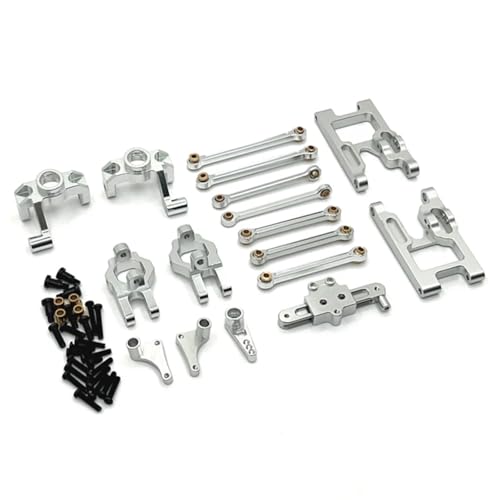 SONHWNGE for Wltoys 124006 12423 12427 12428 12429 Metall Upgrade Teile Kit Lenkung Tasse Lenkung Montage Link Stange 1/12 RC Auto Zubehör(Silver) von SONHWNGE