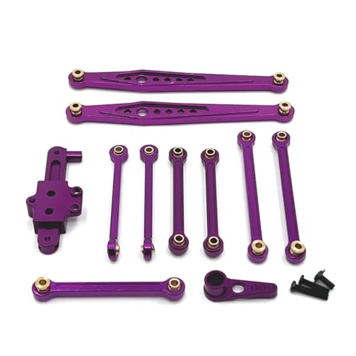 SONHWNGE for Wltoys 124006 12423 12427 12428 Metall Upgrade Teile Kit Lenkung Montage Link Stange Servo Arm 1/12 RC Auto Zubehör(Purple) von SONHWNGE